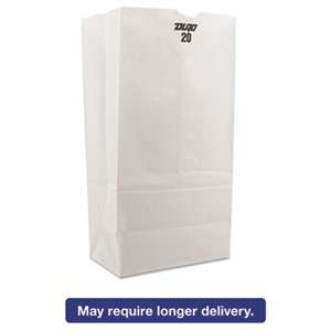 GENERAL SUPPLY #20 Paper Grocery Bag, 40lb White, Standard 8 1/4 x 5 5/16 x 16 1/8, 500 bags