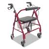 BRIGGS HEALTHCARE Ultra Lightweight Rollator, Burgundy, Aluminum, Adjustable