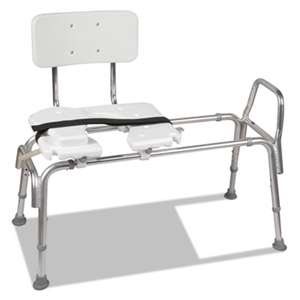 BRIGGS HEALTHCARE Heavy-Duty Sliding Transfer Bench with Cut-Out Seat, 19-23"H, 15 x 19 Seat