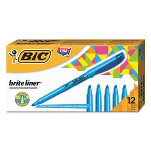 BIC CORP. Brite Liner Highlighter, Chisel Tip, Fluorescent Blue, Dozen