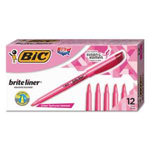 BIC CORP. Brite Liner Highlighter, Chisel Tip, Fluorescent Pink, Dozen
