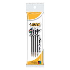 BIC CORP. Refill for 4-Color Retractable Ballpoint, Fine, BLK, BE, GN, Red Ink, 4/Pack