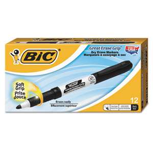 BIC CORP. Great Erase Grip Fine Point Dry Erase Marker, Black, Dozen