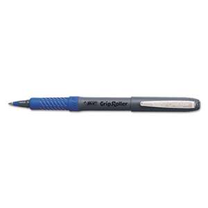 BIC CORP. Grip Stick Roller Ball Pen, Blue Ink, .5mm, Micro Fine, Dozen