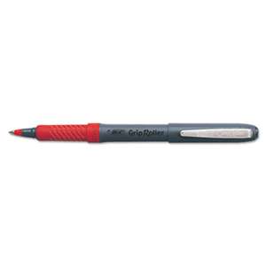 BIC CORP. Grip Stick Roller Ball Pen, Red Ink, .5mm, Micro Fine, Dozen