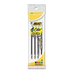 BIC CORP. Refill for 4-Color Retractable Ballpoint, Medium, BLK, BE, GN, Red Ink