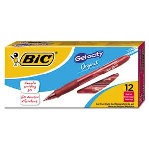BIC CORP. Gel-ocity Retractable Gel Pen, Red Ink, .7mm, Medium, Dozen