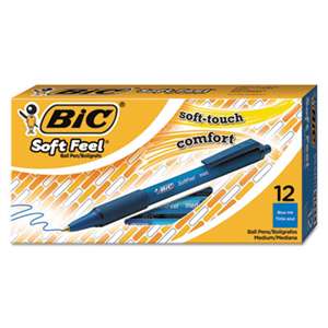 BIC CORP. Soft Feel Retractable Ballpoint Pen, Blue Ink, 1mm, Medium, Dozen