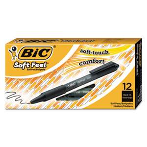 BIC CORP. Soft Feel Retractable Ballpoint Pen, Black Ink, 1mm, Medium, Dozen