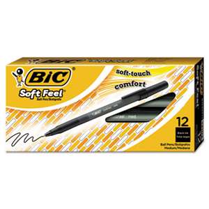 BIC CORP. Soft Feel Stick Ballpoint Pen, Black Ink, 1mm, Medium, Dozen