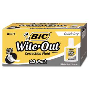 BIC CORP. Wite-Out Quick Dry Correction Fluid, 20 ml Bottle, White, 1/Dozen