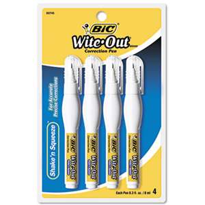 BIC CORP. Wite-Out Shake 'n Squeeze Correction Pen, 8 ml, White, 4/Pack