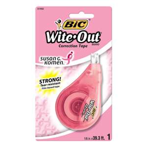 BIC CORP. Wite-Out EZ Correct Correction Tape - Supporting Susan G. Komen, 1/6 x 472, Pink