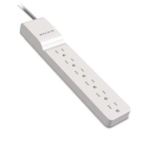 BELKIN COMPONENTS Surge Protector, 6 Outlets, 8 ft Cord, 720 Joules, White