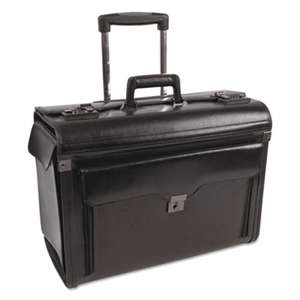 THE BUGATTI GROUP INC Bond Street Collection Catalog Case on Wheels, Leather, 19 x 9 x 15-1/2, Black