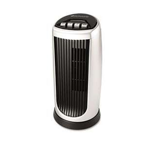 HOLMES PRODUCTS Personal Space Mini Tower Fan, Two-Speed, Black/Silver