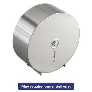 BOBRICK WASHROOM Jumbo Toilet Tissue Dispenser, Stainless Steel, 10.625W x 10.625H x 4.5D