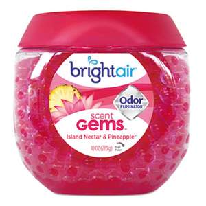 BRIGHT AIR Scent Gems Odor Eliminator, Island Nectar and Pineapple, Pink, 10 oz