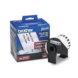 Brother DK2113 Continuous Film Label Tape, 2-3/7" x 50ft Roll, Clear