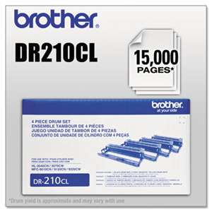 BROTHER INTL. CORP. DR210CL Drum Unit, Black/Cyan/Magenta/Yellow, 4-Color Set