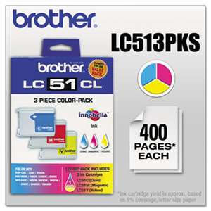 BROTHER INTL. CORP. LC513PKS Innobella Ink, Cyan/Magenta/Yellow, 3/PK