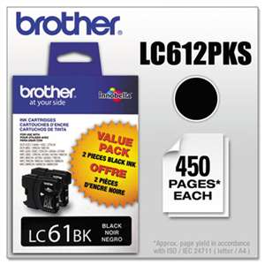 BROTHER INTL. CORP. LC612PKS Innobella Ink, Black, 2/PK