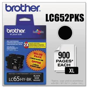 BROTHER INTL. CORP. LC652PKS Innobella High-Yield Ink, Black, 2/PK