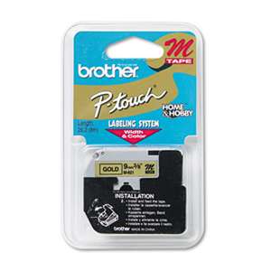 Brother P-Touch M821 M Series Tape Cartridge for P-Touch Labelers, 3/8w, Black on Gold