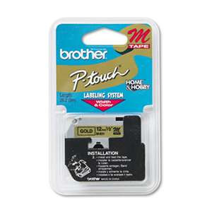 Brother P-Touch M831 M Series Tape Cartridge for P-Touch Labelers, 1/2w, Black on Gold