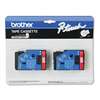 Brother P-Touch TC11 TC Tape Cartridges for P-Touch Labelers, 1/2w, Red on Clear, 2/Pack