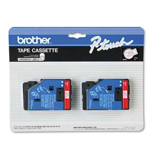 Brother P-Touch TC21 TC Tape Cartridges for P-Touch Labelers, 1/2w, Red on White, 2/Pack