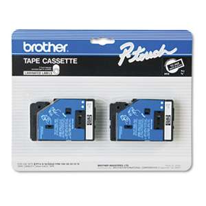 Brother P-Touch TC34Z TC Tape Cartridges for P-Touch Labelers, 3/8w, White on Black, 2/Pack