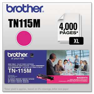 Brother TN115M TN115M High-Yield Toner, 4000 Page-Yield, Magenta