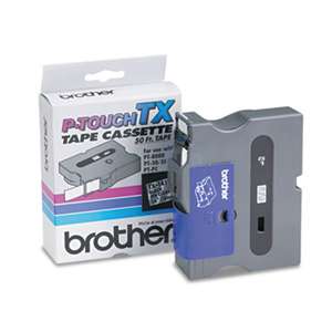 Brother P-Touch TX1411 TX Tape Cartridge for PT-8000, PT-PC, PT-30/35, 3/4w, Black on Clear