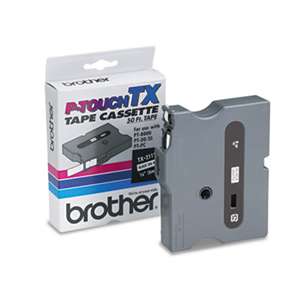 Brother P-Touch TX2111 TX Tape Cartridge for PT-8000, PT-PC, PT-30/35, 1/4w, Black on White