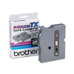 Brother P-Touch TX2211 TX Tape Cartridge for PT-8000, PT-PC, PT-30/35, 3/8w, Black on White