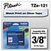 Brother P-Touch TZE121 TZe Standard Adhesive Laminated Labeling Tape, 3/8w, Black on Clear