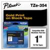 Brother P-Touch TZE354 TZe Standard Adhesive Laminated Labeling Tape, 1w, Gold on Black