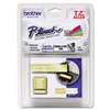 Brother P-Touch TZEMQ835 TZ Standard Adhesive Laminated Labeling Tape, 1/2" x 16.4 ft., White/Satin Gold