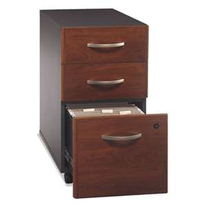 BUSH INDUSTRIES Series C Collection Three-Drawer Mobile Pedestal (Assembled), Hansen Cherry