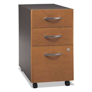 BUSH INDUSTRIES Series C Collection Three-Drawer Mobile Pedestal (Assembled), Natural Cherry