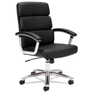 BASYX VL103 Series Executive Mid-Back Chair, Black Leather