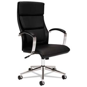 BASYX VL105 Series Executive High-Back Chair, Black Leather