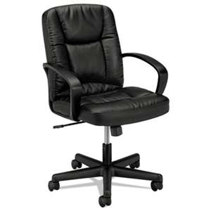 BASYX VL171 Series Executive Mid-Back Chair, Black Leather
