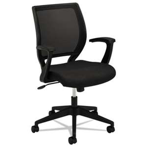 BASYX VL521 Series Mid-Back Work Chair, Mesh Back, Fabric Seat, Black