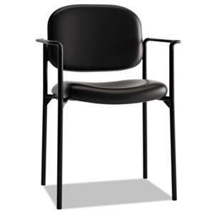 BASYX VL616 Series Stacking Guest Chair with Arms, Black Leather