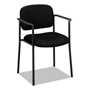 BASYX VL616 Series Stacking Guest Chair with Arms, Black Fabric