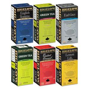 BIGELOW TEA CO. Assorted Tea Packs, Six Flavors, 28/Box, 168/Carton