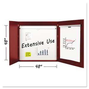 BI-SILQUE VISUAL COMMUNICATION PRODUCTS INC Conference Cabinet, Porcelain Magnetic, Dry Erase, 48 x 48, Cherry