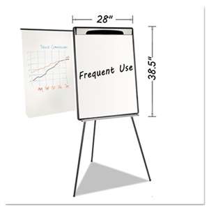 BI-SILQUE VISUAL COMMUNICATION PRODUCTS INC Magnetic Gold Ultra Dry Erase Tripod Easel W/ Ext Arms, 32" to 72", Black/Silver